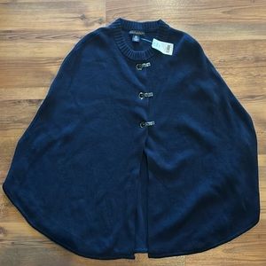 BOGO NWT Banana Republic Navy Merino wool Cape with clasps